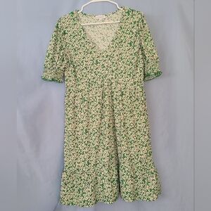 Luxology Summer Dress Size L Green‎ With White Daisy's Boho Anthropologie